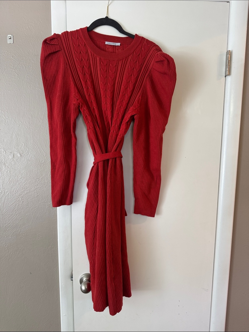 Callable Orange Cable-Knit Belted Women's Dress Sz L